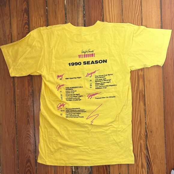 1990s Vintage cycling t-shirt medium yellow biking race - Picture 2 of 2
